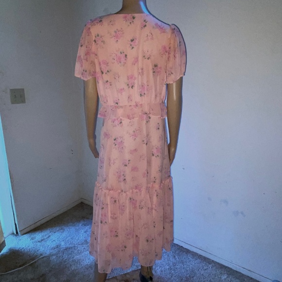 Loveshackfancy X Target Fleur Tiered Midi Dress In Pink Melon SZ 12 - Picture 4 of 7
